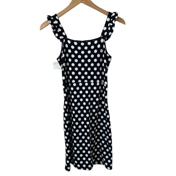 VERO MODA New Polka Dot Front Cut Out Mini Dress Black White Medium Retro Pin Up - Picture 2 of 10
